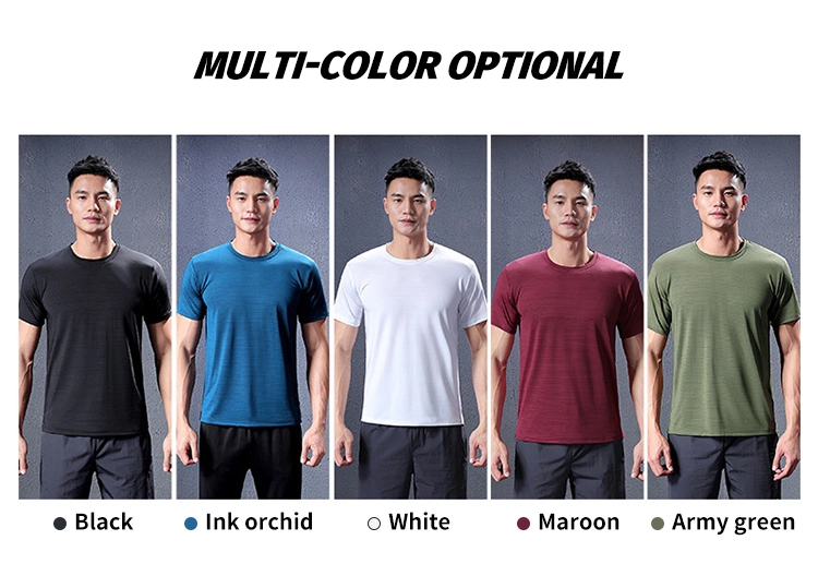 Custom Logo Blank T Shirt Men Sports Wear Breathable Polyester Gym Shirts Men Athletic T Shirt